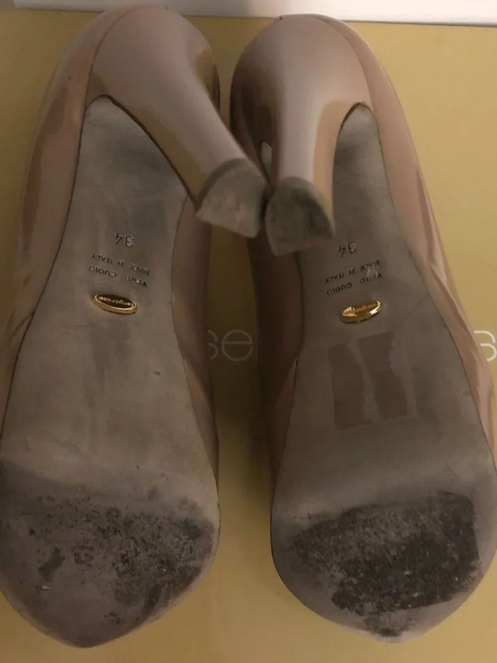 Sergio Rossi Nude Patent Leather Pumps Platform Heel